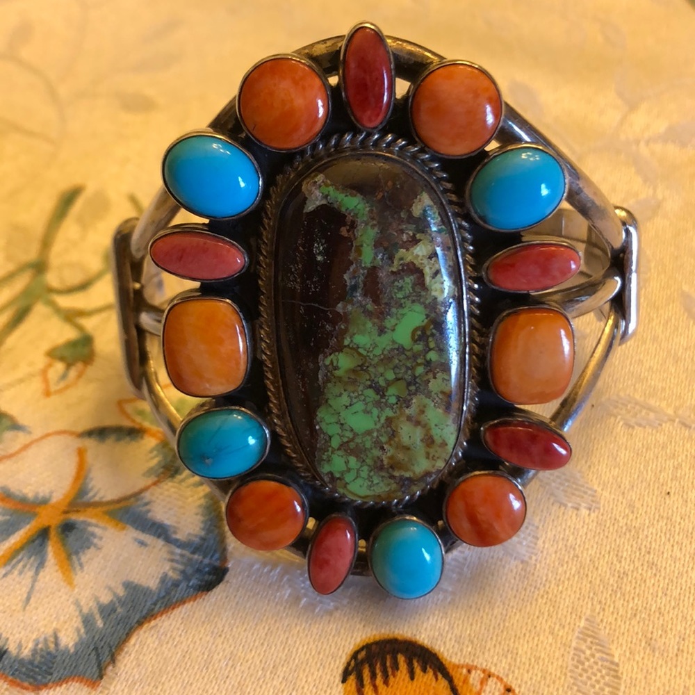 Different colors of turquoise.